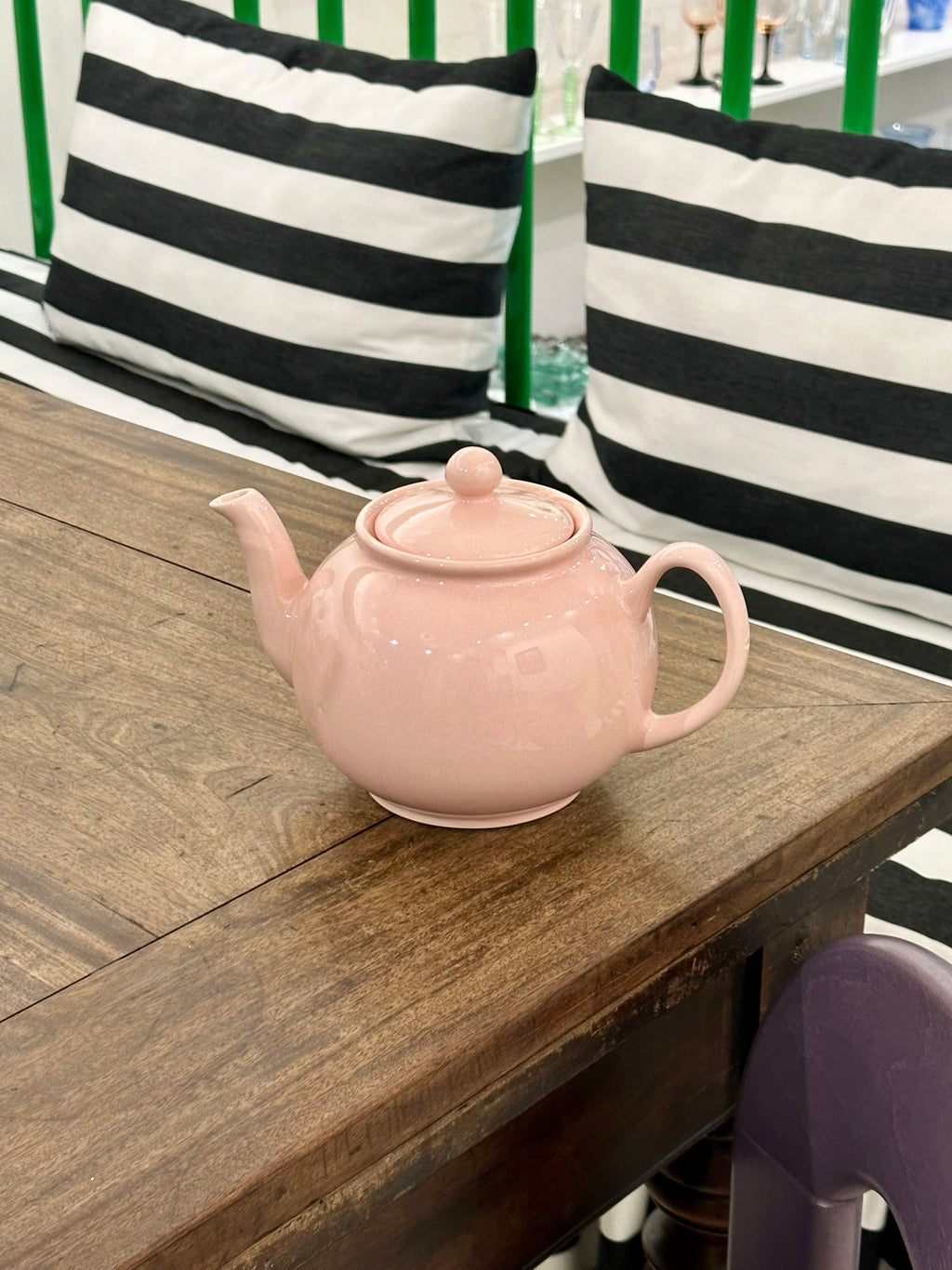 Soft pink ceramic teapot